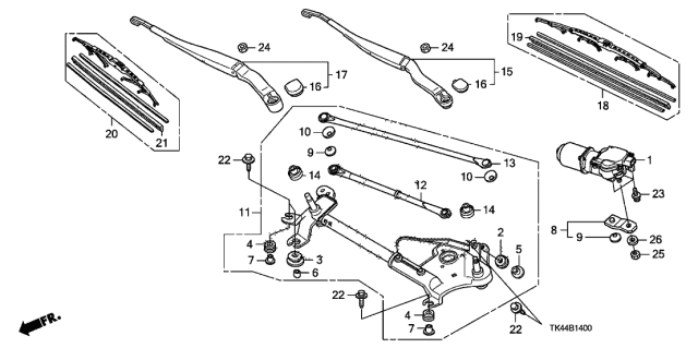 2010 Acura TL  Windshield Wiper Blade (650MM) (Driver Side) Diagram for 76620SEPA01