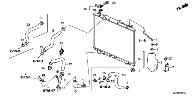 2016 Acura MDX  Tube A, Reserve Tank Diagram for 191035J6A00