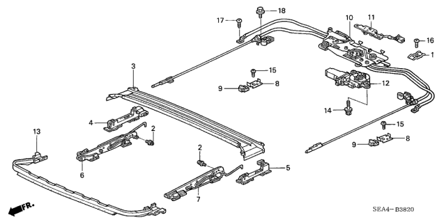 2005 Acura TSX Slider, Driver Side Drain Channel Diagram for 70265SDAA01