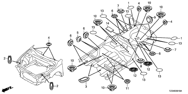 2015 Acura TLX Cushion, Hood Diagram for 74144SFAJ00