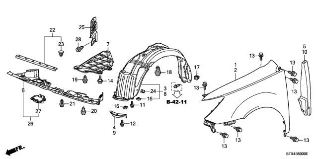 2012 Acura MDX  Shield, Front Splash Diagram for 74111STXA02