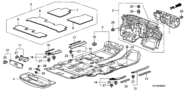 2012 Acura MDX Carpet (Premium Black) Diagram for 83301STXA02ZD