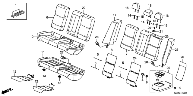 2018 Acura TLX  Pad, Rear Seat Cushion Molding Diagram for 82132TZ3C11