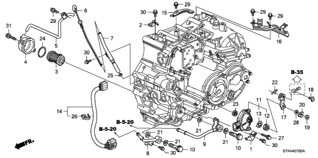 2007 Acura RDX Stay W, Engine Harness Diagram for 32746RWCA00
