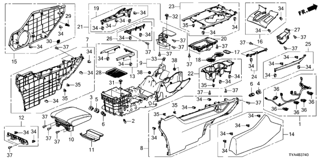 2022 Acura MDX  Cupholder (Deep Black) Diagram for 83438TYAA02ZA