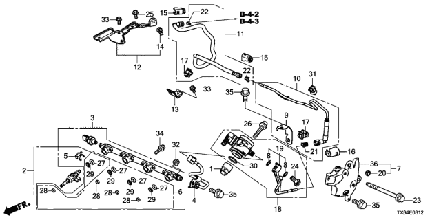 2016 Acura ILX  Injector Set, Fuel Diagram for 160105A2305