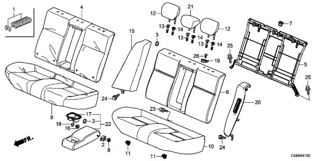 2013 Acura ILX Hybrid  Cover, Rear Seat-Back Trim (Premium Black) Diagram for 82121TX8A21ZA