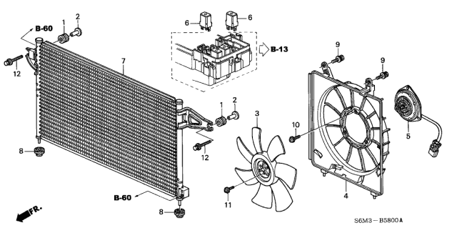 2003 Acura RSX  Fan, Cooling (Natural) (Denso) Diagram for 38611PNA003