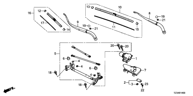 2015 Acura TLX  Blade Rubber Diagram for 76622TZ3A01