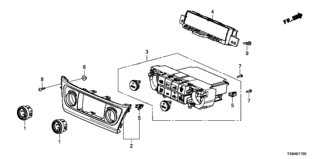2014 Acura ILX  Control Assembly, Automatic Air Conditioner (Premium Black Metallic) Diagram for 79607TX6A41ZA