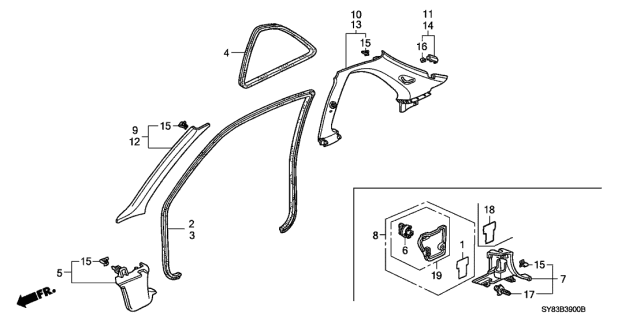1998 Acura CL Cover, Driver Side Cowl Side (Classy Gray) Diagram for 83162SY8A00ZA