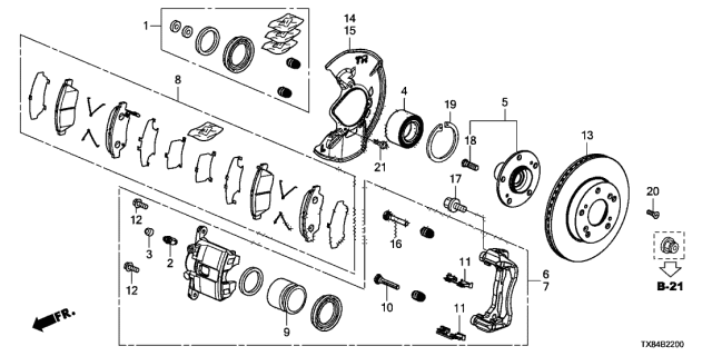 2013 Acura ILX Hybrid  Front Brake Pad Set Diagram for 45022S5BJ01
