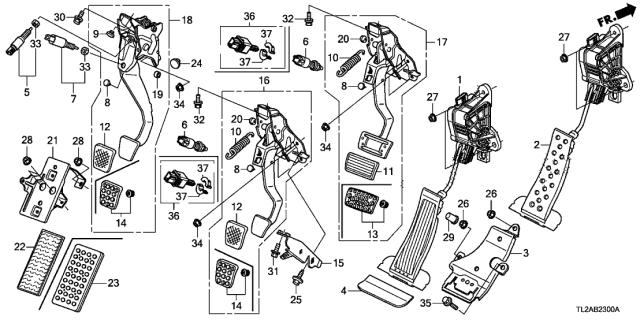 2014 Acura TSX  Bracket, Footrest Diagram for 46991TL0G00