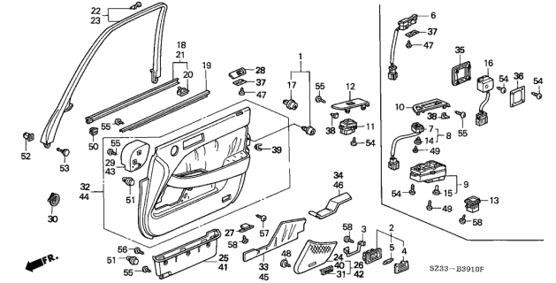 1998 Acura RL  Garnish, Door Lock (Quartz Gray) Diagram for 83537SZ3000ZB