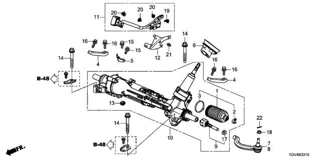 2021 Acura TLX  RACK, POWER STEERING Diagram for 53620TGVA13