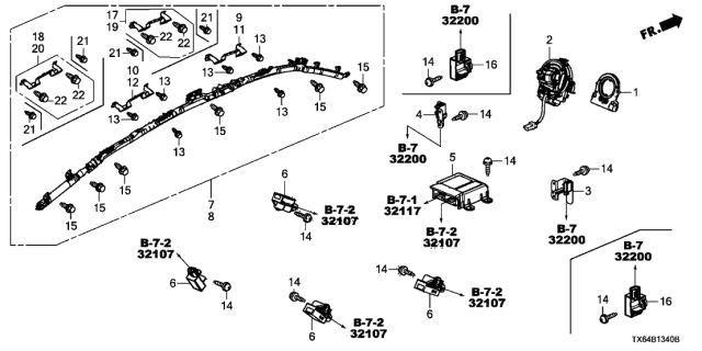 2017 Acura ILX Sensor Assembly, Side Impact Diagram for 77970TX6A01