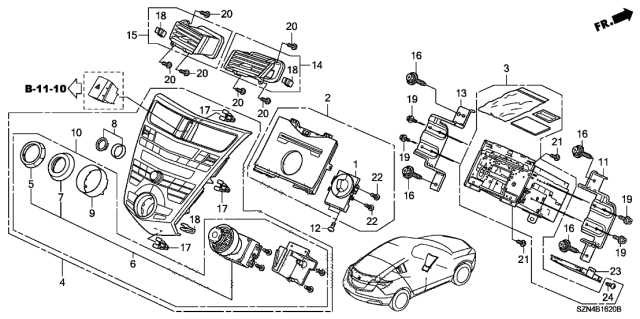 2012 Acura ZDX  Switch, Mlti Piston (Premium Black Metallic) Diagram for 39052SZNA01ZB