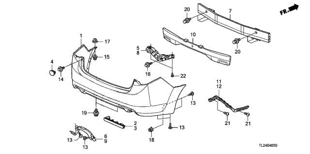 2009 Acura TSX Spacer, Left Rear Bumper Diagram for 71555TL0G01