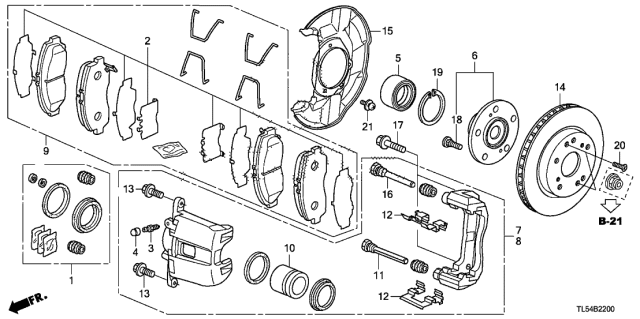 2012 Acura TSX Caliper Sub-Assembly, Left Front Diagram for 45019SEAJ02