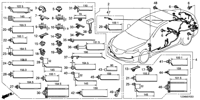 2020 Acura TLX  Clip, Harness (44Mm) Diagram for 91531SEY003