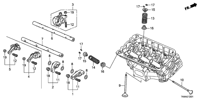 2013 Acura TL  Shaft, Front Exhaust Rocker Diagram for 14632RKG000