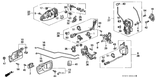 1995 Acura Integra  Bolt, Lock Striker Diagram for 75556605010