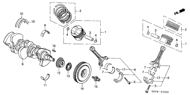 2007 Acura TL  Crankshaft Diagram for 13310RDAA10