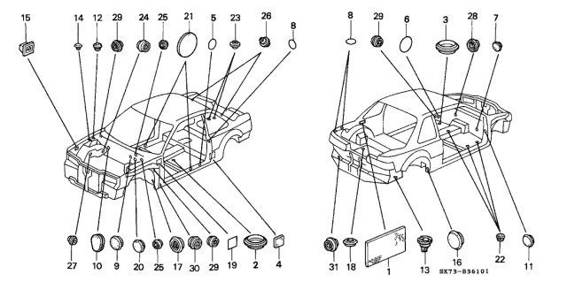 1993 Acura Integra  Cap, Floor Hole (49MM) Diagram for 91615SH3000