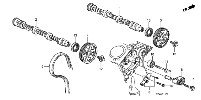 2008 Acura MDX Camshaft, Rear Diagram for 14200RYEA01