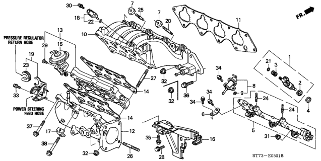 1995 Acura Integra  O-Ring (7.5X1.5) Diagram for 91303PK2005