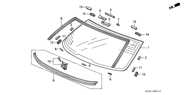 2000 Acura RL  Fastener D, Rear Windshield Diagram for 91567SV4003