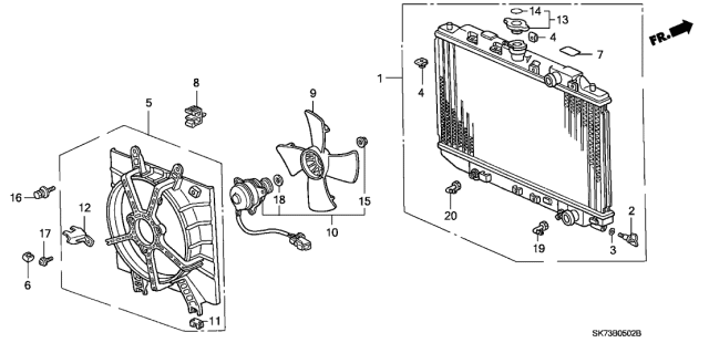 1992 Acura Integra Fan, Cooling (Mitsuba) Diagram for 19020PM3004