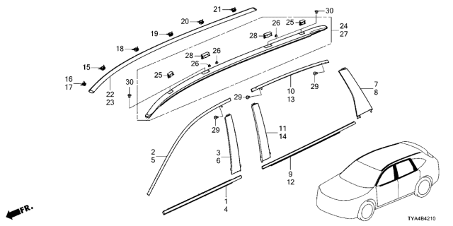 2022 Acura MDX  Molding, L Roof Diagram for 74335TYAA01