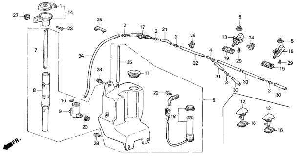 1990 Acura Legend Washer, Windshield Diagram for 76801SG0A03