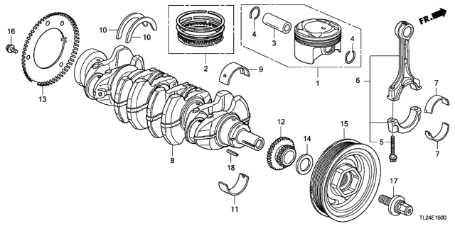 2012 Acura TSX  Bearing B, Connecting Rod (Black) (Daido) Diagram for 13212RBB003