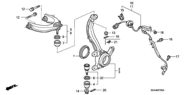 2004 Acura TSX Arm, Right Front (Upper) Diagram for 51450SDAA01