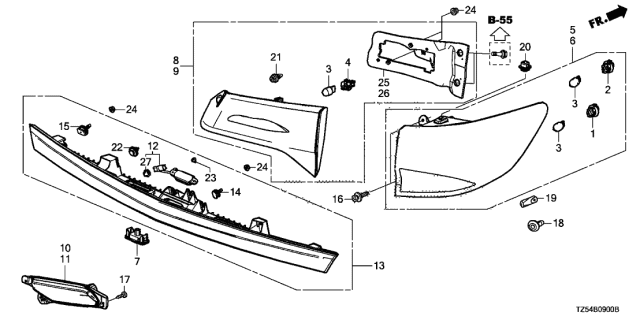 2015 Acura MDX Clip, Rear Combination Light Diagram for 90650SZTJ01