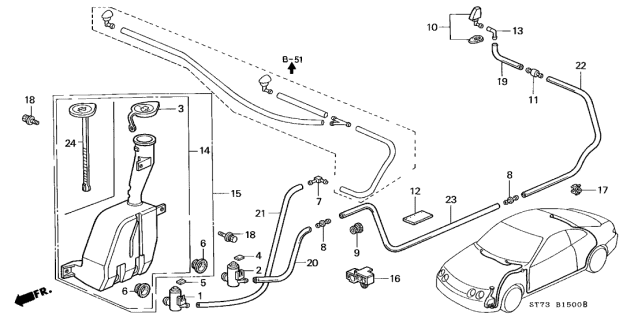 2000 Acura Integra  Clip, Tube Washer (Natural) Diagram for 91506SR3003