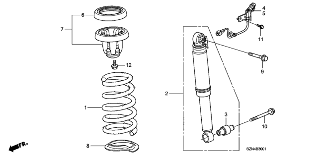 2011 Acura ZDX Spring, Rear Diagram for 52441SZNA52