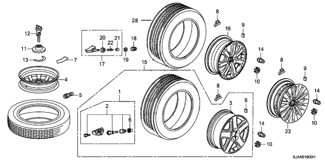 2012 Acura RL  Cap Assembly, Aluminum Wheel Center Diagram for 44732SJAA10