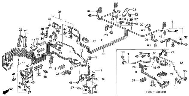 1996 Acura Integra  Clip B, Brake Pipe Diagram for 46395SR3J01