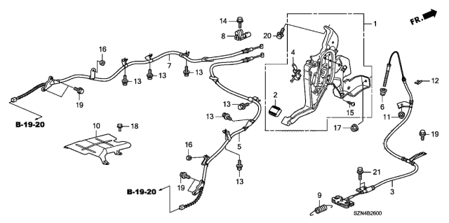 2010 Acura ZDX  Pedal, Ft Prkng Brake Diagram for 47100SZNA01