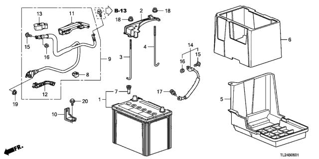 2012 Acura TSX Bolt, Battery Setting (195MM) Diagram for 31513SDAA00