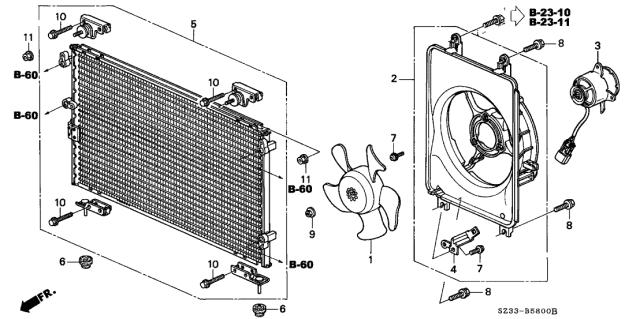 1997 Acura RL  Shroud, Air Conditioner Diagram for 38615P5A003