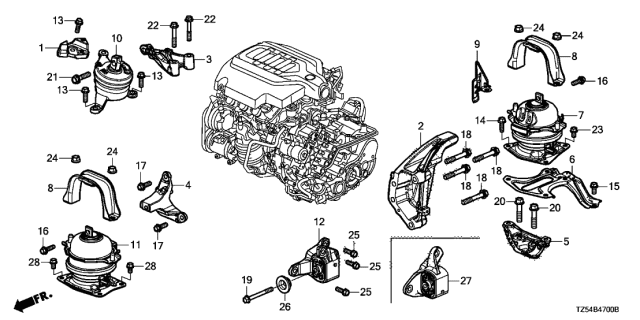 2014 Acura MDX  Mass, Transmission Mounting Diagram for 50450TZ5A01
