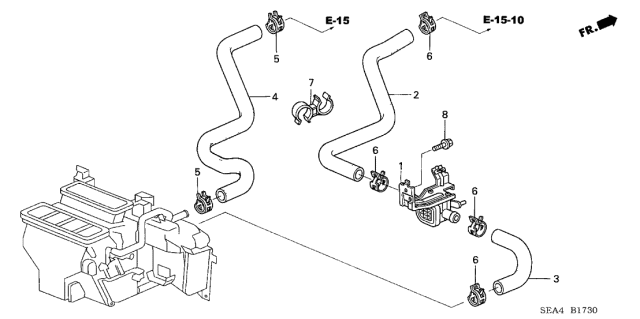 2004 Acura TSX Hose A, Water Inlet Diagram for 79721SDAA00