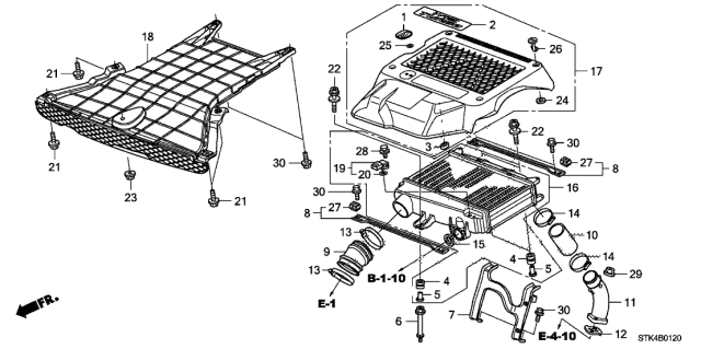2007 Acura RDX Rubber, Intercooler Mounting Diagram for 17212RWCA00