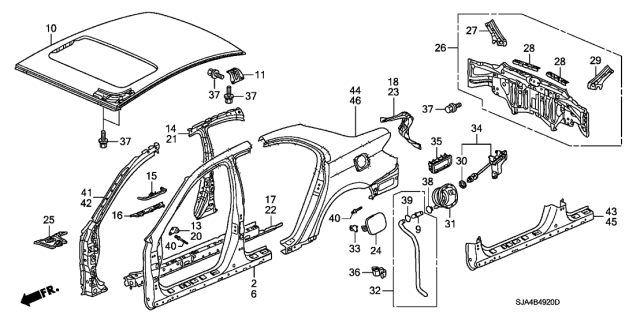 2008 Acura RL Panel Set, Left Rear (Outer) (Dot) Diagram for 04646SJAA91ZZ