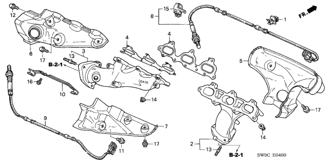 2004 Acura NSX Stay C, Rear Sensor Oxygen Diagram for 36535PR7A01