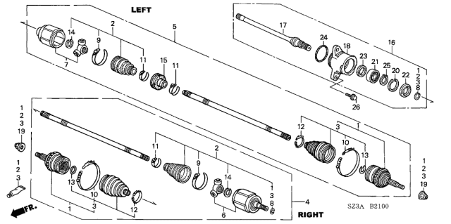 2004 Acura RL Driveshaft Assembly, Passenger Side Diagram for 44305SZ3950